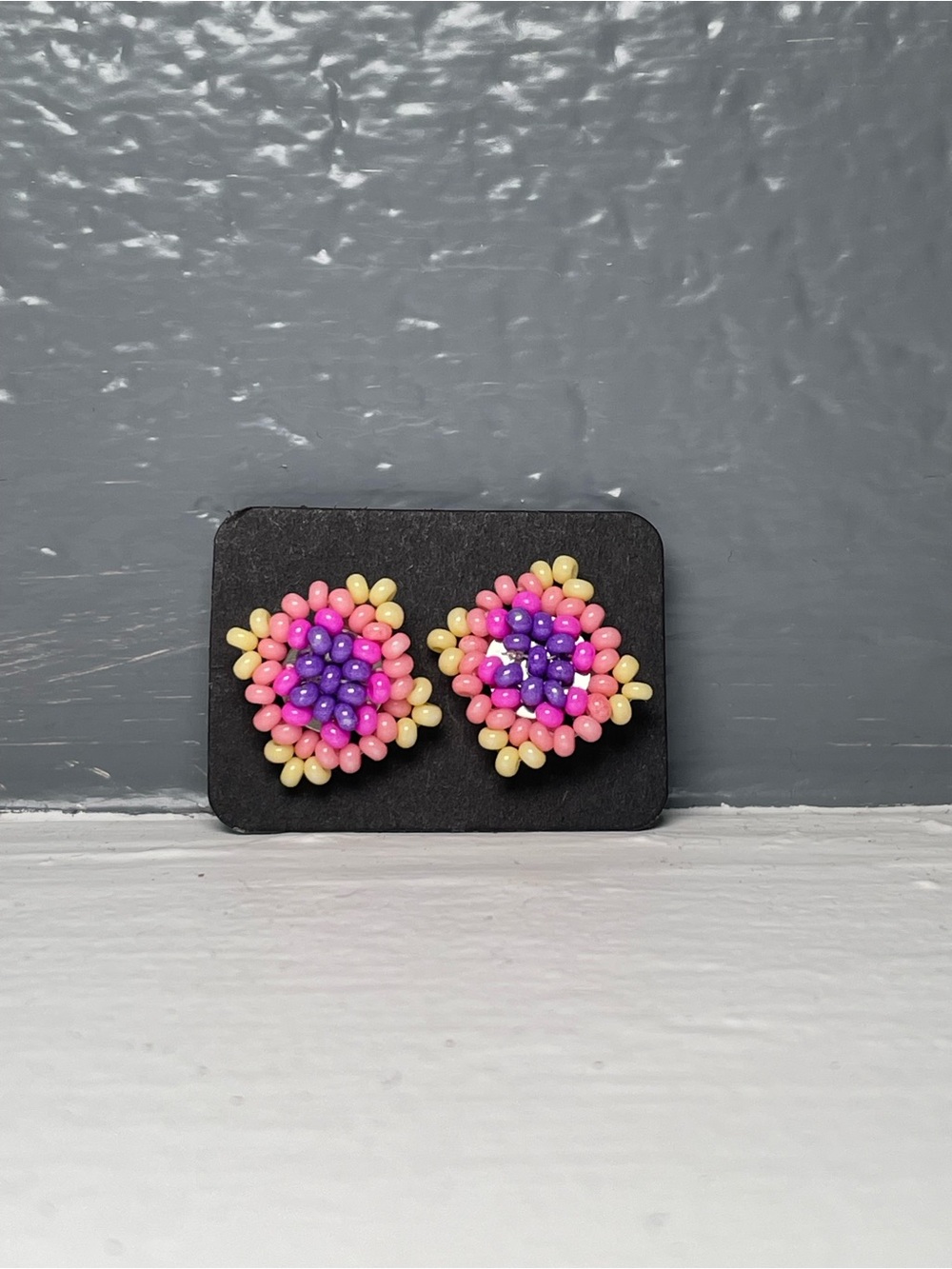 Huichol Beaded Square Stud Earrings